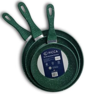 Juego de Sartenes PICCA | 3 Piezas | Marmol 3.5 mm de Espesor | 20", 24", 28"cm | Color Verde | PI003SSMV