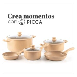 Batería de Cocina PICCA | 8 Piezas | Color Café Caramelo Gravina