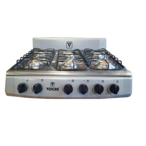 Estufa De Mesa | Volcán 6 Hornillas | Acero Inoxidable | Respaldo