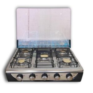 Estufa de Mesa TITAN | 5 hornillas | Tapa de vidrio templado | Con chispero