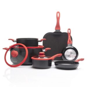 Batería de Cocina PICCA | 10 piezas | LAZIO | Color Negro con puntos rojos