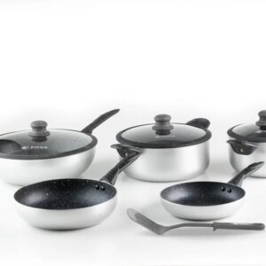 Batería de Cocina PICCA 9 Piezas | ROMA color Negro y Plata