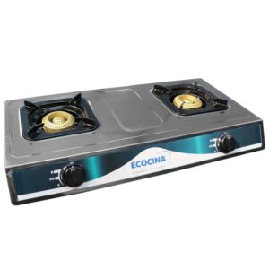 Estufa de Mesa ECOCINA de Gas | 2 Hornillas | Con Chispero | Acero Inoxidable
