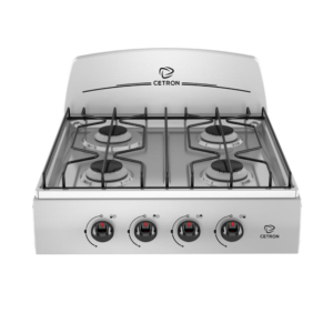 Estufa de Mesa CETRON de Gas | Base de Acero Inoxidable | 4 Hornillas