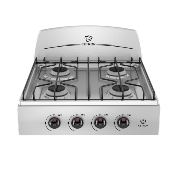 Estufa de Mesa CETRON de Gas | Base de Acero Inoxidable | 4 Hornillas