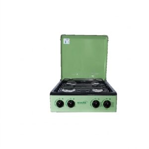 Estufa de Mesa ECOCINA de Gas | 4 Hornilla | Con Tapadera | Color Verde